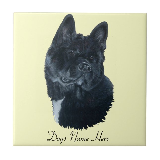 Baldosa de perro akita negro japonés/estadounidens (Frente)