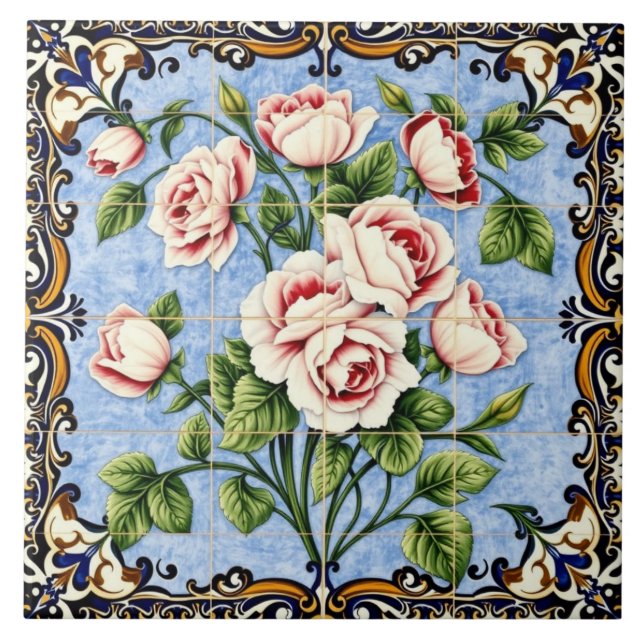 baldosa de ramo de rosas (Frente)