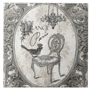 Baldosa de sillón francés vintage