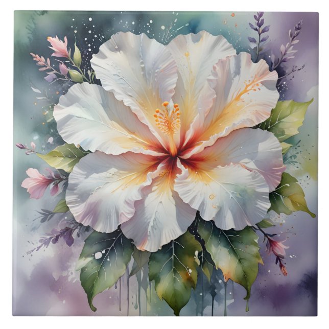 baldosa de sueño de hibisco blanco (Frente)
