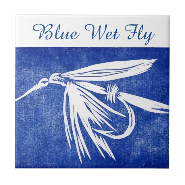 Baldosa de trucha de "Blue Wet Fly". (Frente)