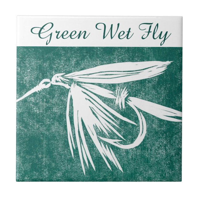 Baldosa de trucha "Green Wet Fly". (Frente)