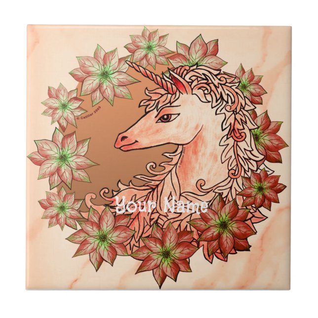 baldosa de Unicornio de Navidad (Frente)