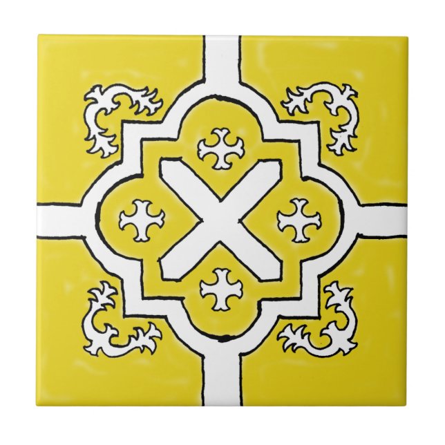 Baldosa decorativa de estilo español amarillo (Frente)