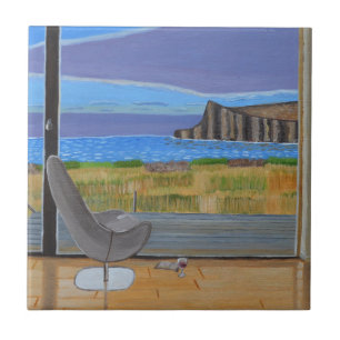Baldosa decorativa de la vista costera
