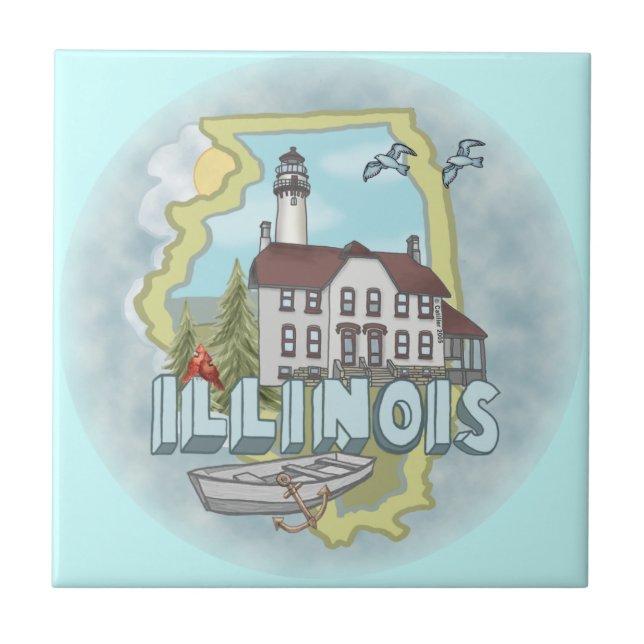 Baldosa del faro de Illinois (Frente)