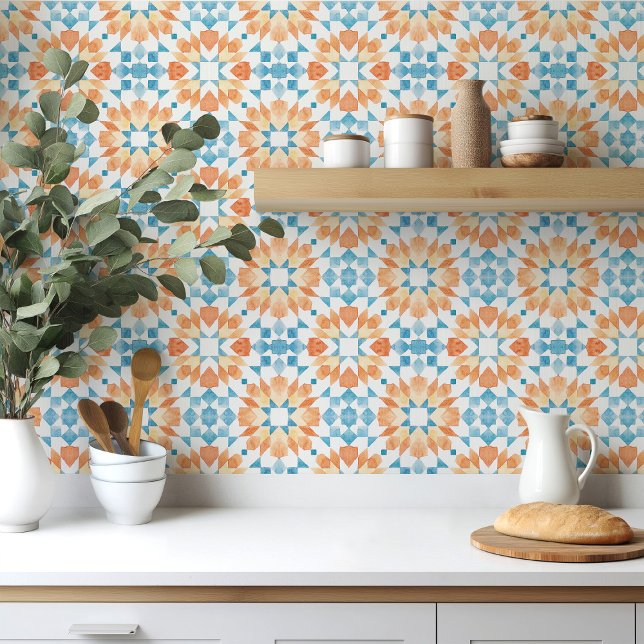 Baldosa marroquí de color azul y naranja (Subido por el creador)