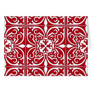 Baldosa marroquí - rojo oscuro y blanco