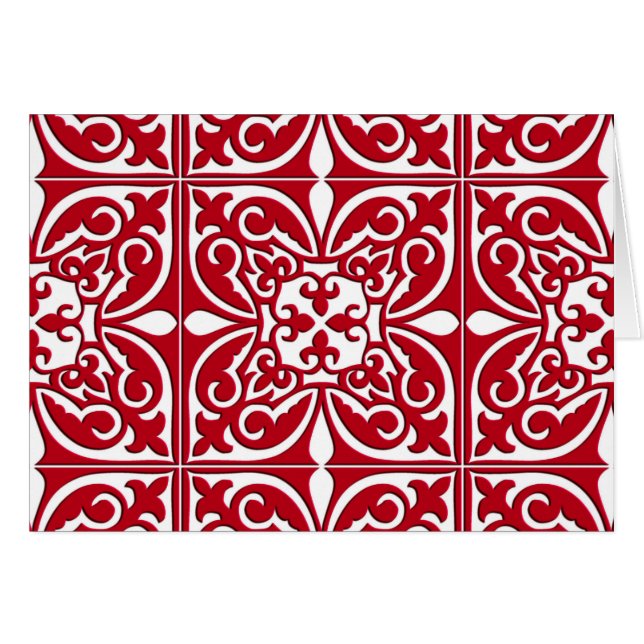 Baldosa marroquí - rojo oscuro y blanco (Anverso (Horizontal))