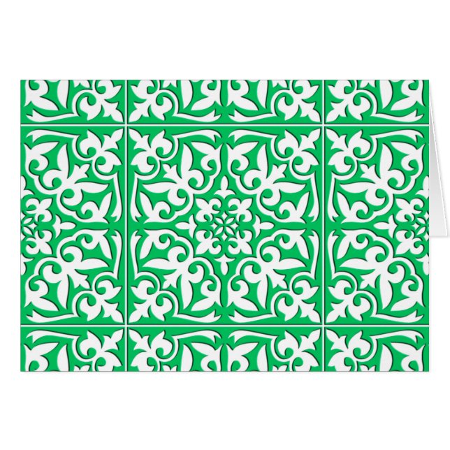 Baldosa marroquí - verde jade y blanco (Anverso (Horizontal))