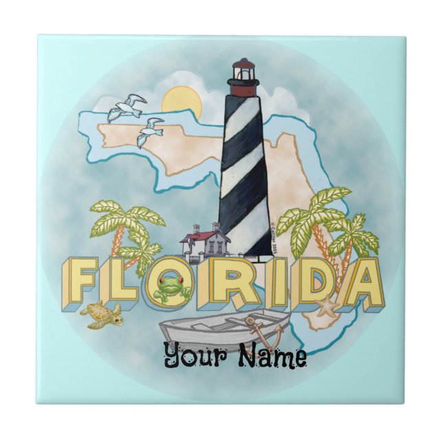 Baldosa personalizado del faro de Florida (Frente)