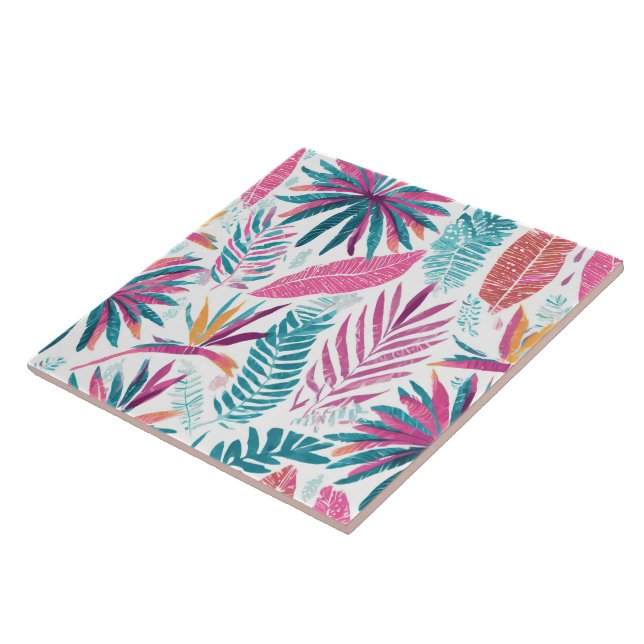 Baldosa sin foco - impresión tropical (Lado)