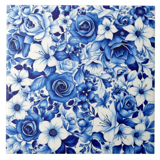 baldosa sinfonía de rosa azul (Frente)