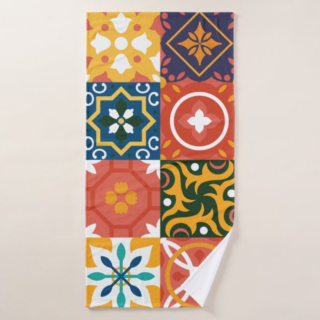 Baldosas antiguas Fondo de época. Goma tradicional (Toalla de baño)