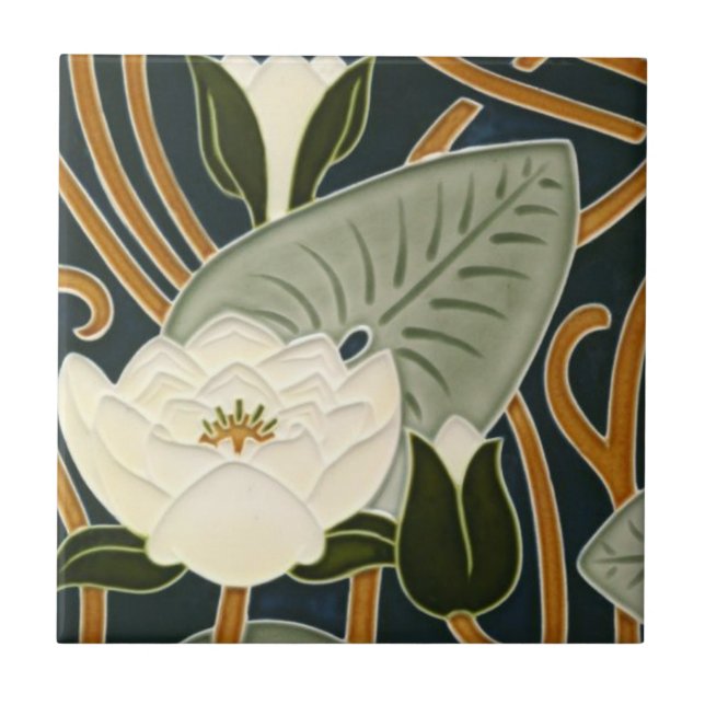 Baldosas Art Nouveau - Flor de Lily de Agua Blanca (Frente)