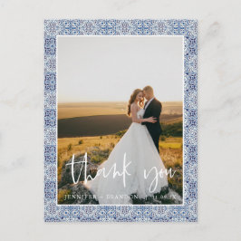 Baldosas azules Gracias | Postal fotográfica Boda