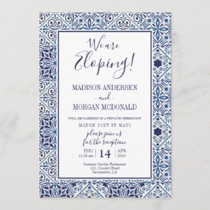 Baldosas azules Invitación a la recepción