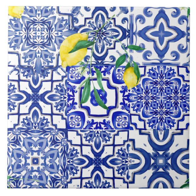 Baldosas azules,mosaico,majólica, (Frente)