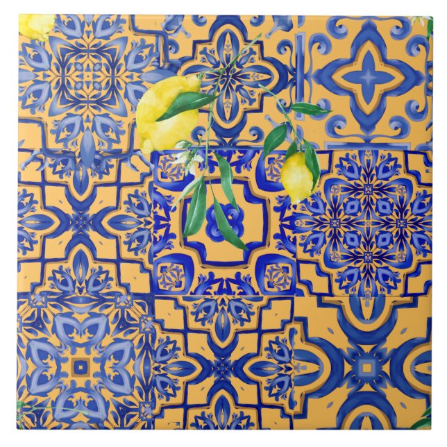 Baldosas azules,mosaico,majólica, (Frente)