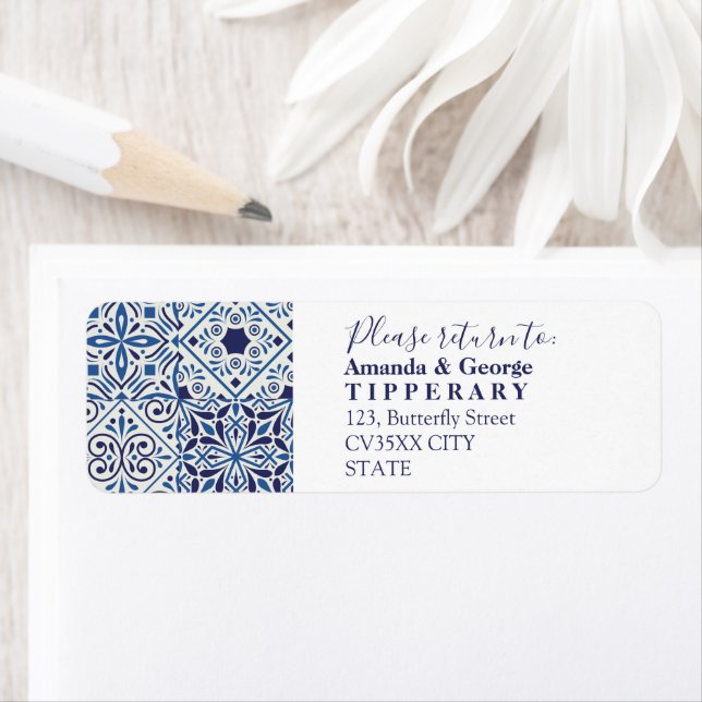 Baldosas azules para una boda elegante | Etiqueta  (In situ)