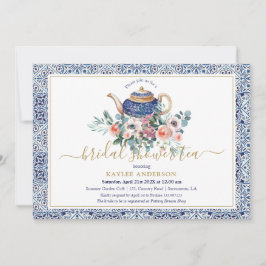 Baldosas azules Tarjeta de invitación para el té B