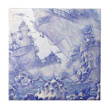 Baldosas azules y blancas de la época victoriana 5