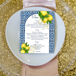 Baldosas azules y menú temático Amalfi Positano li<br><div class="desc">Baldosas azules y lemon Amalfi Positano menú temático mediterráneo.</div>