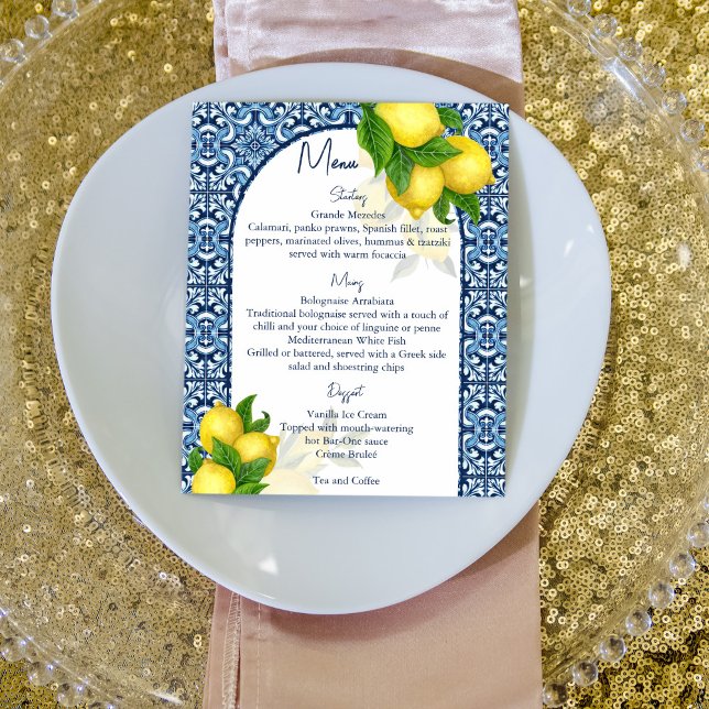 Baldosas azules y menú temático Amalfi Positano li (Subido por el creador)
