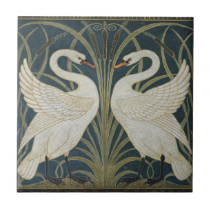 Baldosas cerámicas - cisnes Art Nouveau