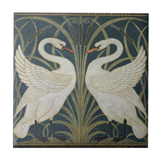Baldosas cerámicas - cisnes Art Nouveau (Frente)