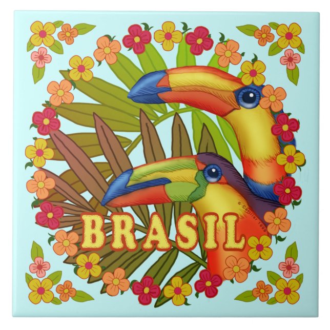 Baldosas cerámicas de Brasil Toucans (Frente)