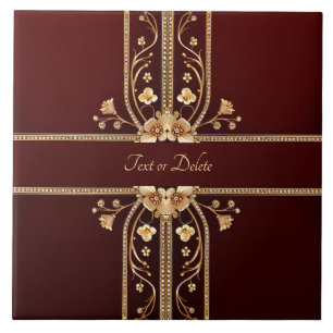 Baldosas cerámicas de flores doradas de Borgoña