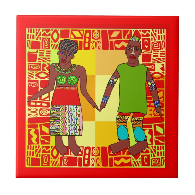 Baldosas cerámicas del adorno africano (Frente)