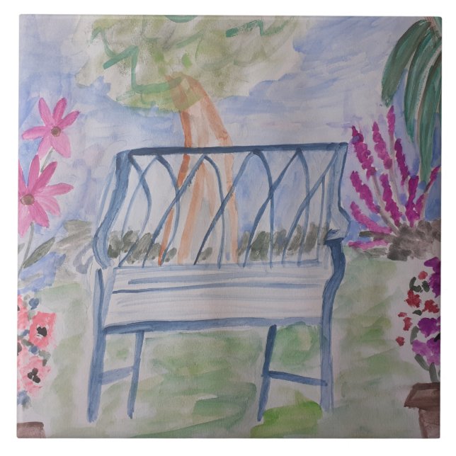 Baldosas cerámicas en el banco de verano (Frente)