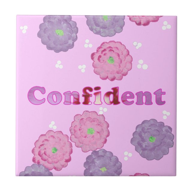 Baldosas de Afirmación Rosa Floral Confiadas (Frente)