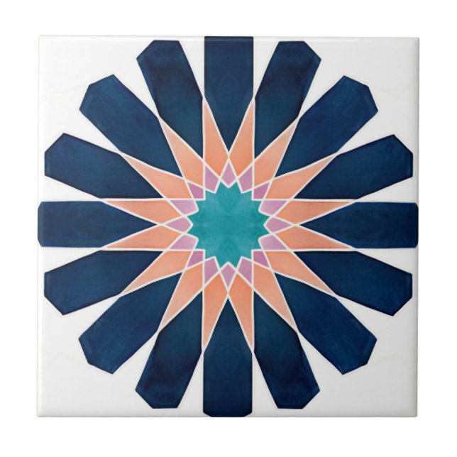 Baldosas de Alhambra flores de colores (Frente)