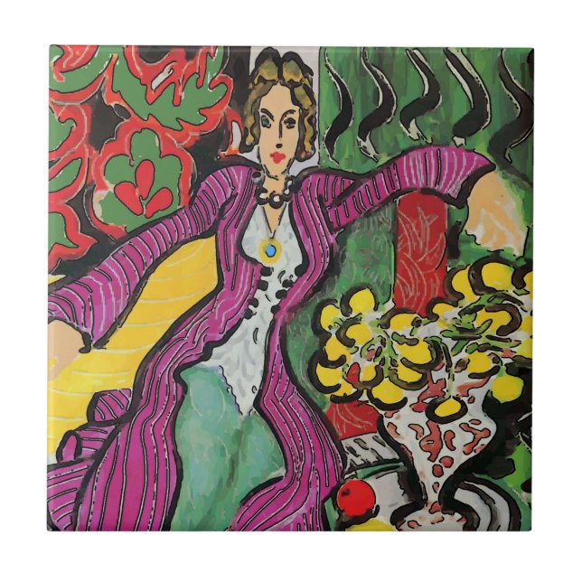Baldosas de arte abstractas, Nancy con flores (Frente)