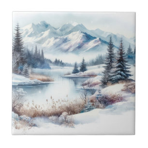 Baldosas de arte en el paisaje invernal