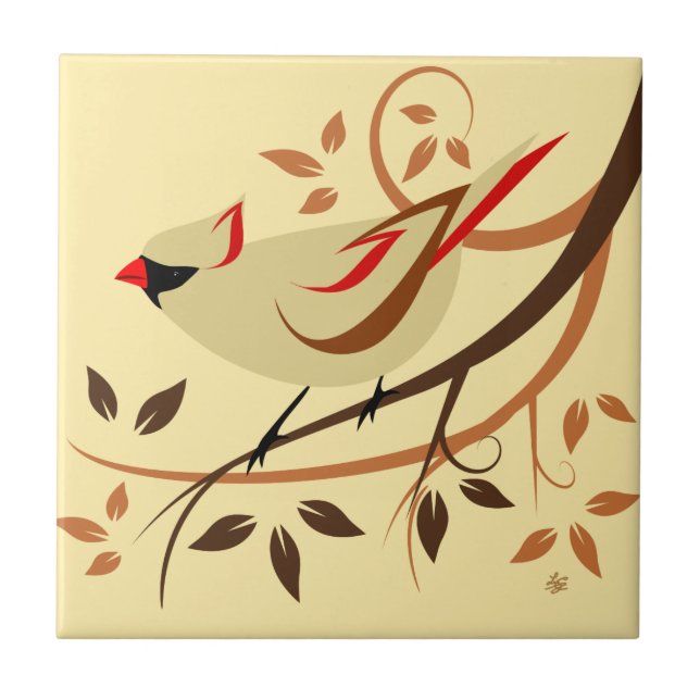 Baldosas de arte para aves cardinales del norte (Frente)