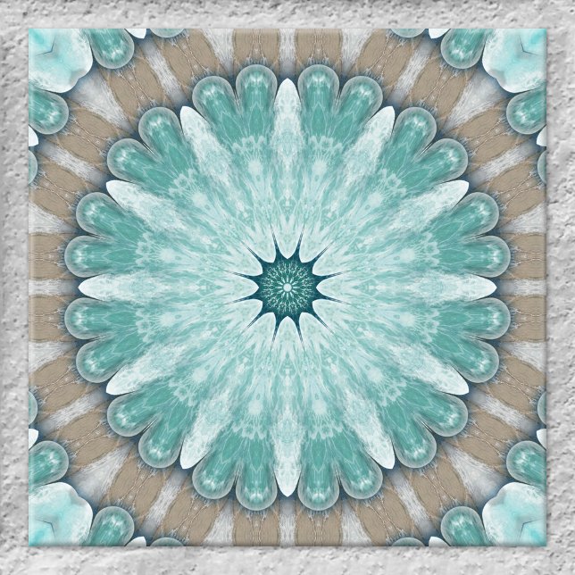 Baldosas de baño de cerámica geométrica Radiant Se (Tile featuring an original geometric floral sea star design based on images of the beach and ocean)