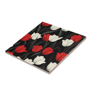 Baldosas De Cerámica Boho Art Tulip Para El Suelo 