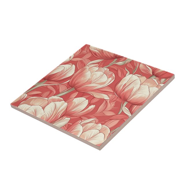 Baldosas De Cerámica Boho Art Tulip Para Un Interi (Lado)