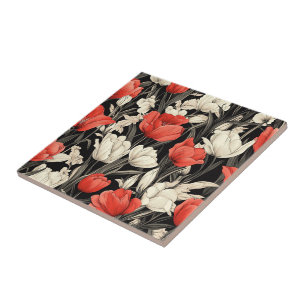 Baldosas De Cerámica Boho Marroquí De Tulipanes Pa