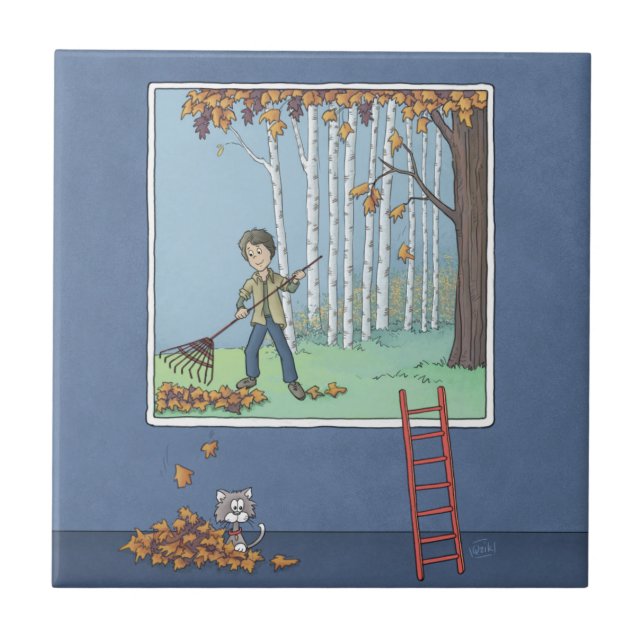 Baldosas de cerámica de hojas de rastrillo de niño (Frente)