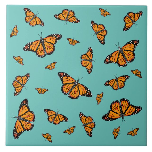 Baldosas de cerámica de mariposas monarcas (Frente)