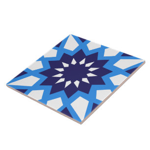 Baldosas De Cerámica De Patrón Blanco Y Azul Marro