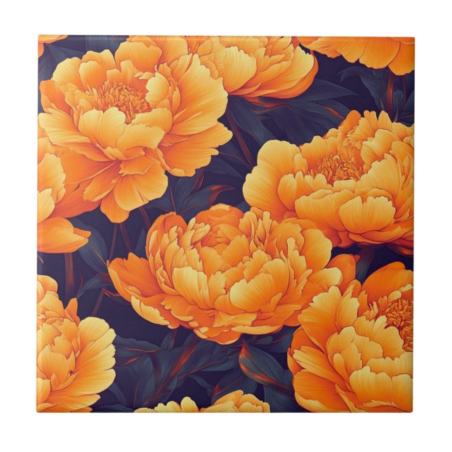 Baldosas De Cerámica De Peonies Clásicos Para Entr (Frente)