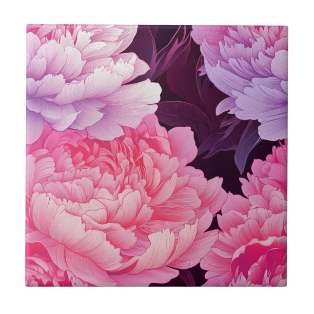 Baldosas De Cerámica De Peonies De Moda Para Los I (Frente)