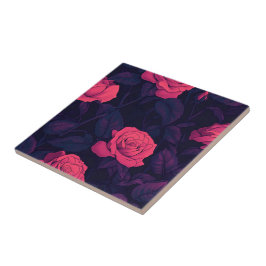 Baldosas De Cerámica De Rosa De Cocina Negrita Par