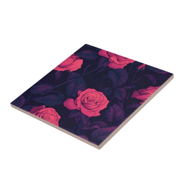 Baldosas De Cerámica De Rosa De Cocina Negrita Par (Lado)